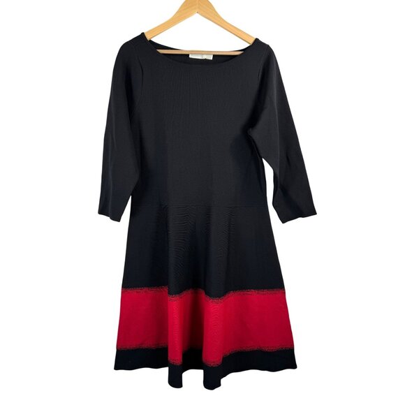 Eliza Z Contrast Stripe fit & Flare dress black red preppy sz 2X - Picture 1 of 8